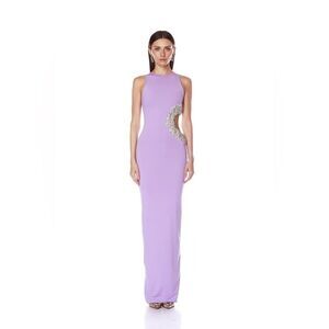 NWOT BRONX AND BANCO Camila Lilac Rhinestone Cutout Maxi Dress